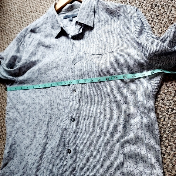 John Varvatos Linen Blend Striped Roll Up Long Sleeve Shirt, M - Picture 6 of 7